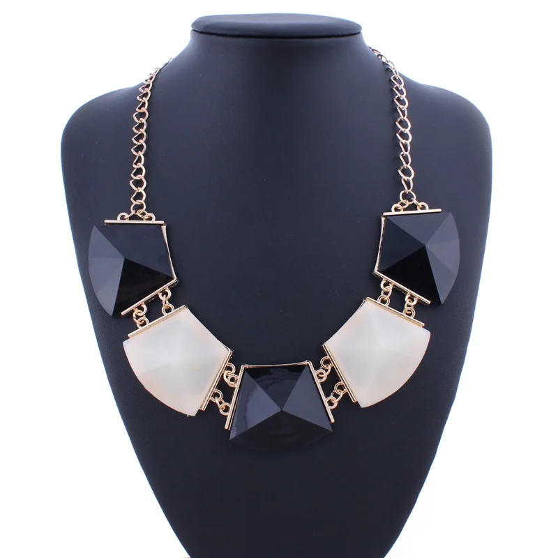 Seblasy Gypsy Винтаж акриловые Геометрия большой камень золото Цвет цепи воротник