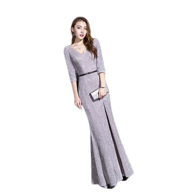 Женское вечернее платье-русалка длинное Привлекательное платье с блестками