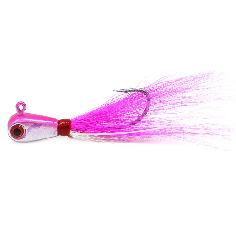 1 унция 3D глаза Bucktail jig 5 цветов большая игра морская Мормышка свинцовая головка приманки для ловли басов - Цвет: 1 piece Color A