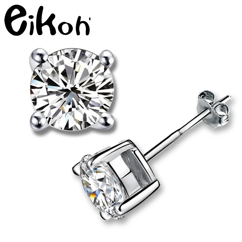 Eikoh Fashion Women Earrings 4 Prong CZ Crystal Stud White Gold/Gold Color Classic Jewelry for Party Daily Ware Gift | Украшения и