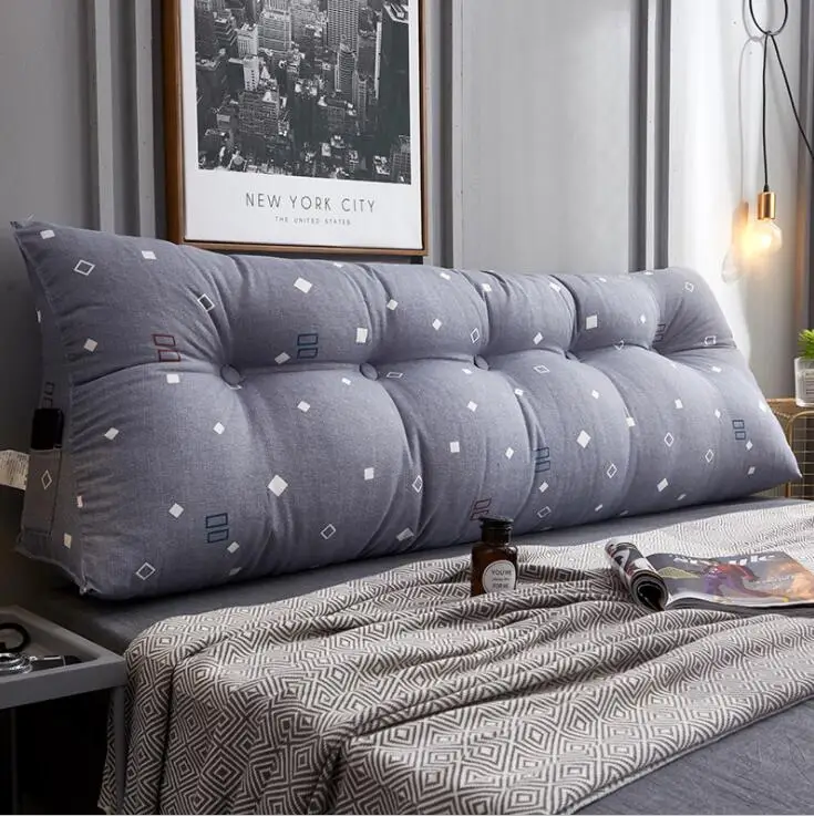 color17 New 50x150cm Printed Cotton Wedge Pillow for Bed Backrest Cushion Washable large Waist Support Cushion Home Decor Bedside Pillow - Цвет: color17