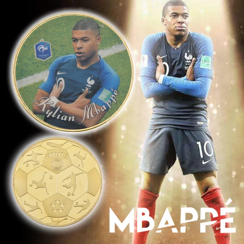 WR новый французский футбольный плеер Kylian Mbappe золотая монета копировальные