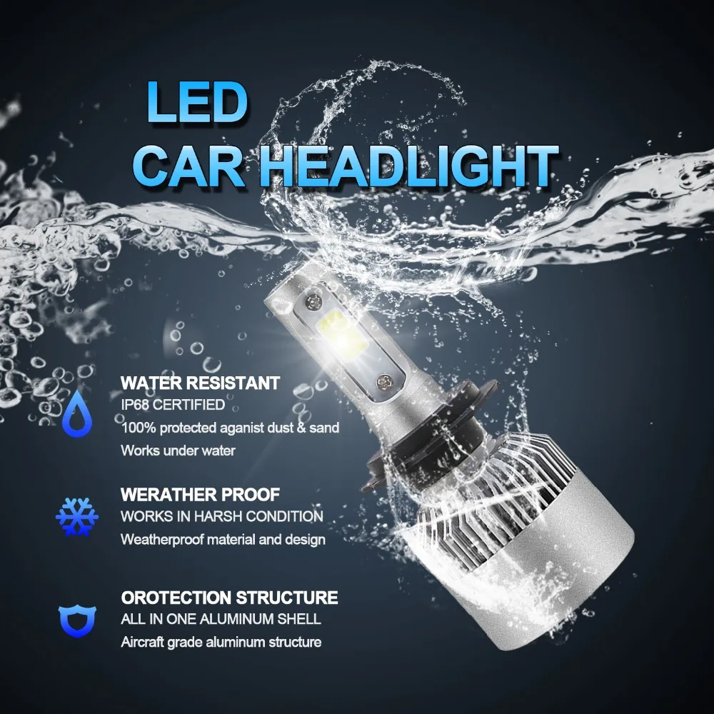 2 светодиодный т. Автомобильные светодиодные лампы H7 72 Вт 6500 лм|car light|led h7 car headlightsled