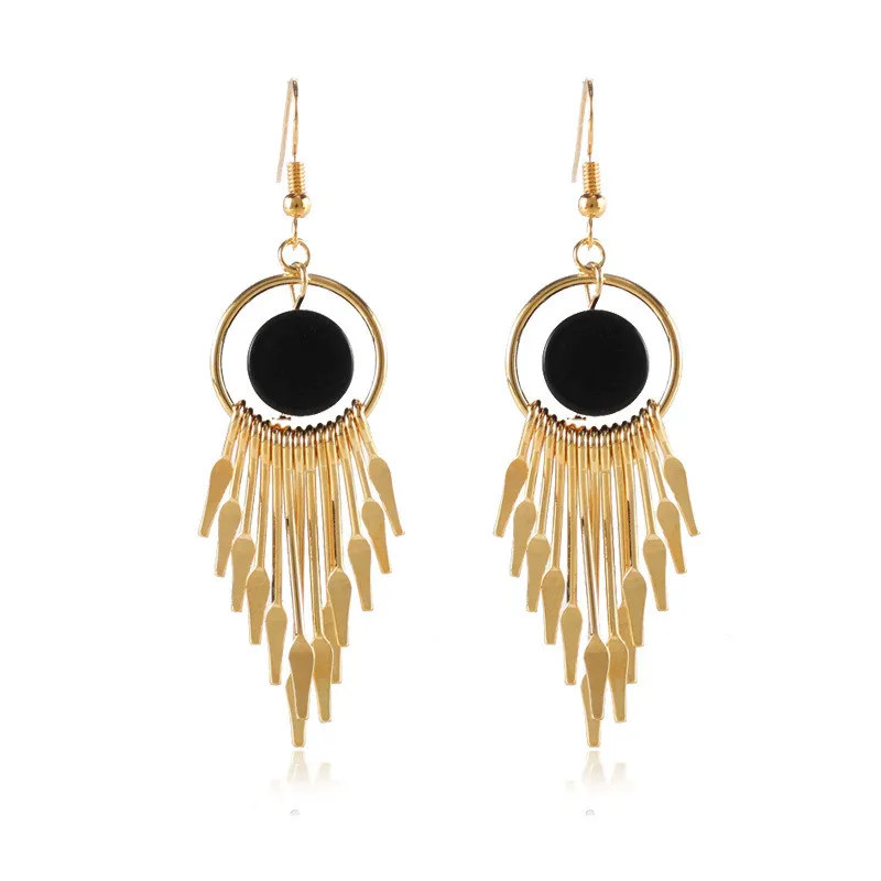 

European Big Round Pendant Earrings 2019 Jewelry for Women Female Wedding Party Personality Long Tassel Drop Earring E249