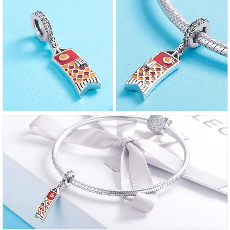 Китайский год красный серебряные бусины 925 пробы подвеска талисманы fit Pandora браслет ожерелье ювелирные изделия