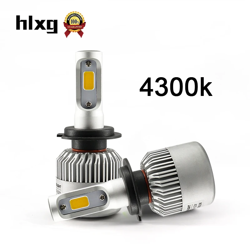 HLXG 4300K 8000LM COB H7 светодиодные лампы белый желтый комплект автомобильных фар