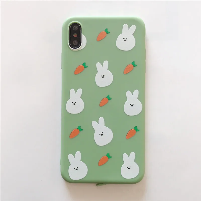 Милый кролик голова морковь чехол для телефона для iPhone 6 6S 7 8 Puls X XS Чехлы для MAX XR Мягкий ТПУ силиконовый чехол Капа