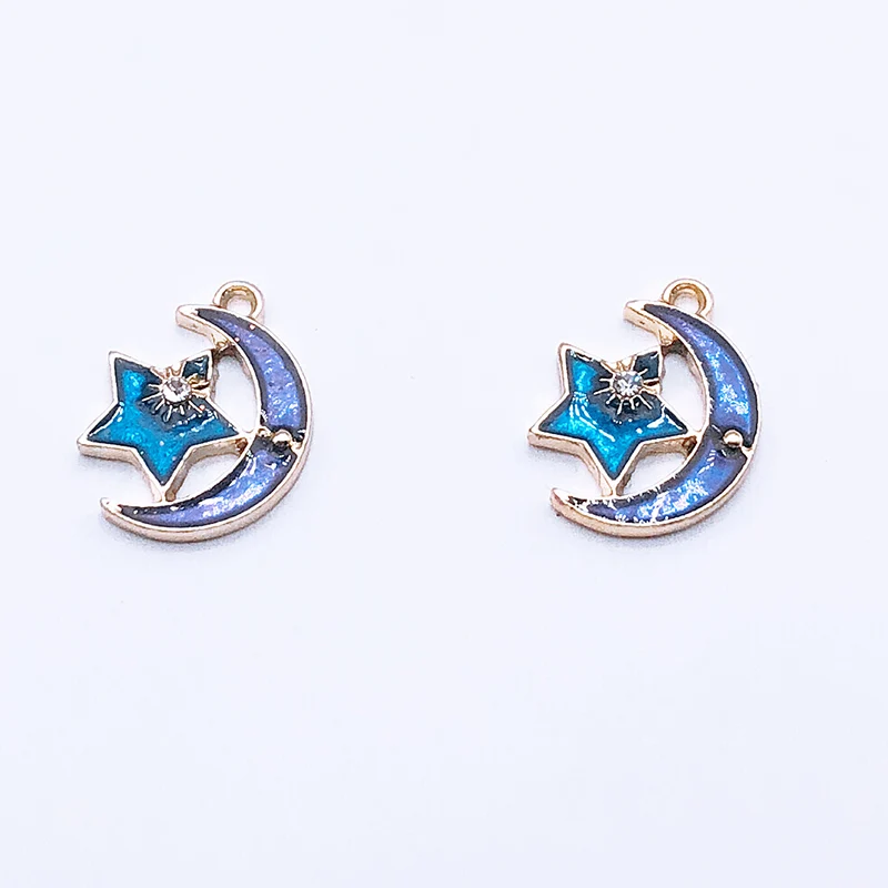 10pcs/bag Blue Moon Planet Stars Cat Enamel Charms Oil Drop Alloy Space Pendants Earring Bracelet DIY Jewelry Accessories YZ379 | Украшения