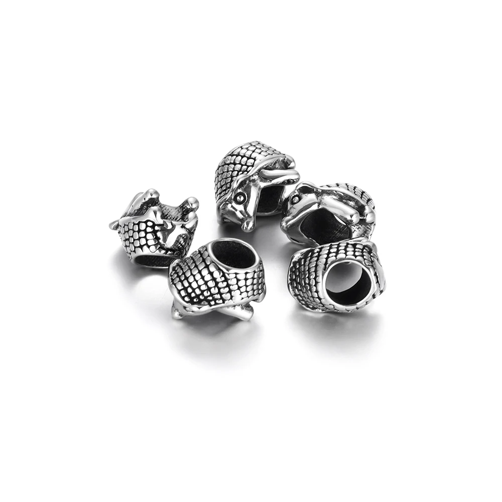 Stainless Steel European Beads Hedgehog 5mm Hole Blacken Metal Animal Bead Charm for Jewelry Making Bracelet Components | Украшения и