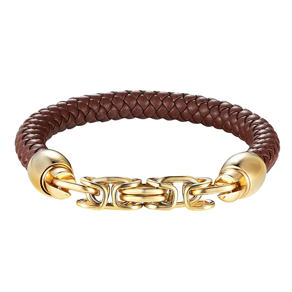 Танк цепи Нержавеющая сталь магнит bracele ювелирных Браслеты коричневый/черный кожа веревки и Цепи Браслеты с подвесками для Для мужчин панк - Окраска металла: 3