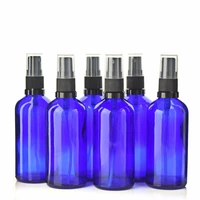 6pcs 100ml new cobalt blue glass bottle with fine mist spray for aromatherapy perfume essential oils empty cosmetic containers