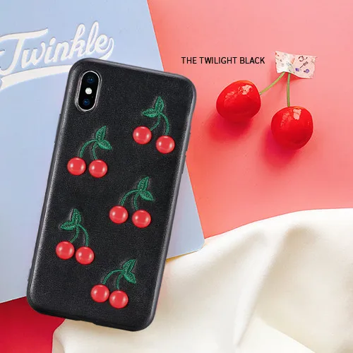 VNSTRIP INS Горячая 3D вышивка прекрасные фрукты вишня телефон чехол для iPhone 78 Plus X