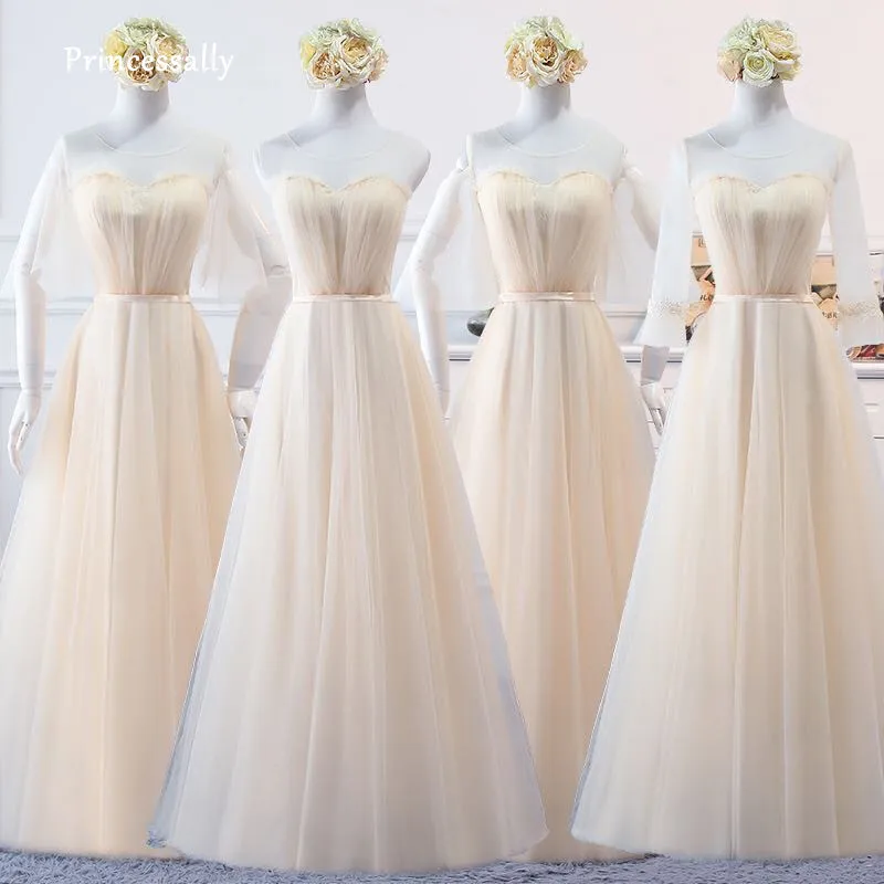 Robe De Soriee новые пастельные платья подружки невесты цвета шампань длинное