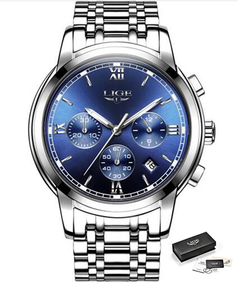 Silver blue S LIGE, новинка, розовое золото, женские часы, Бизнес Кварцевые часы, женские, Топ бренд, роскошные женские наручные часы, женские часы, Relogio Feminin - Цвет: Silver blue S