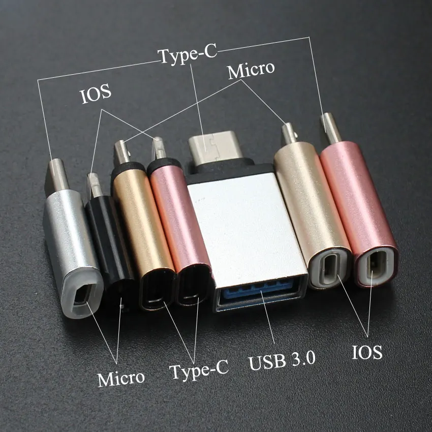 Адаптер для iPhone Type C 3 шт. адаптер Micro USB / 0 iPhone/Android кабель передачи данных