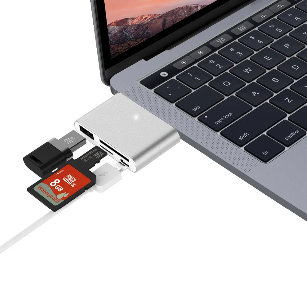 JZYuan 4 в 1 USB C концентратор с 2 TF слот для SD карты USB 2,0 концентратора OTG Card Reader USB 3,0 хаб для мобильного телефона MacBook Pro Тип C концентратора