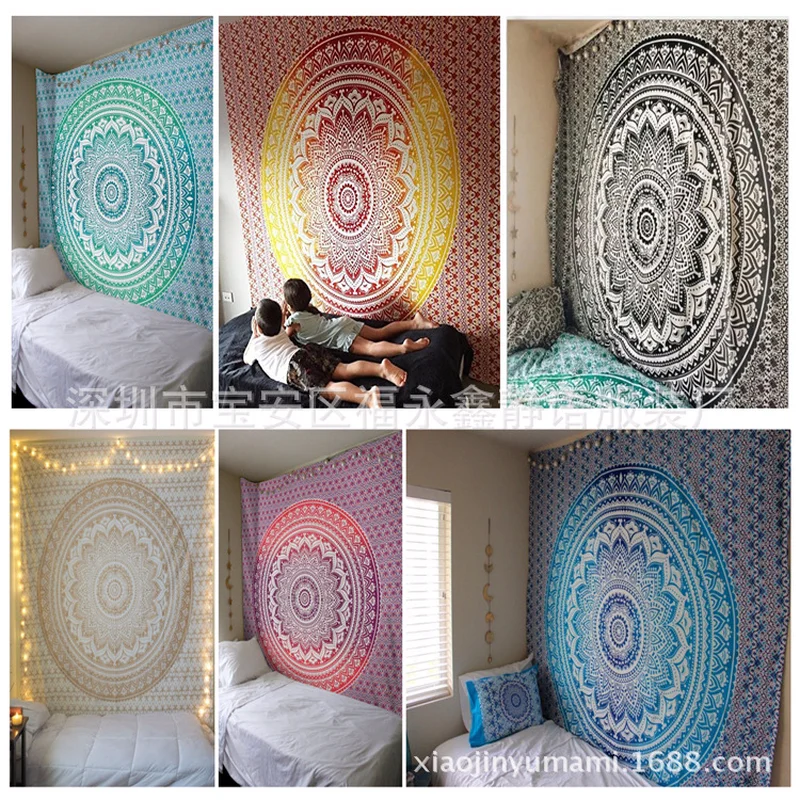 

Large Mandala Indian Tapestry Wall Hanging Bohemian Beach Mat Polyester Thin Blanket Yoga Shawl Mat Tapestry Blanket 150cmX200cm