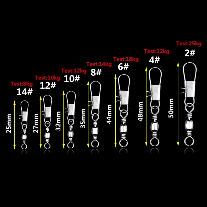 50 шт./лот 1#2#3#4#5#6#7#8#10# рыболовный Соединитель с застежкой "булавка" подшипник качения поворотный нержавеющая сталь с защелкой снасть для приманки на рыболовецкий крючок
