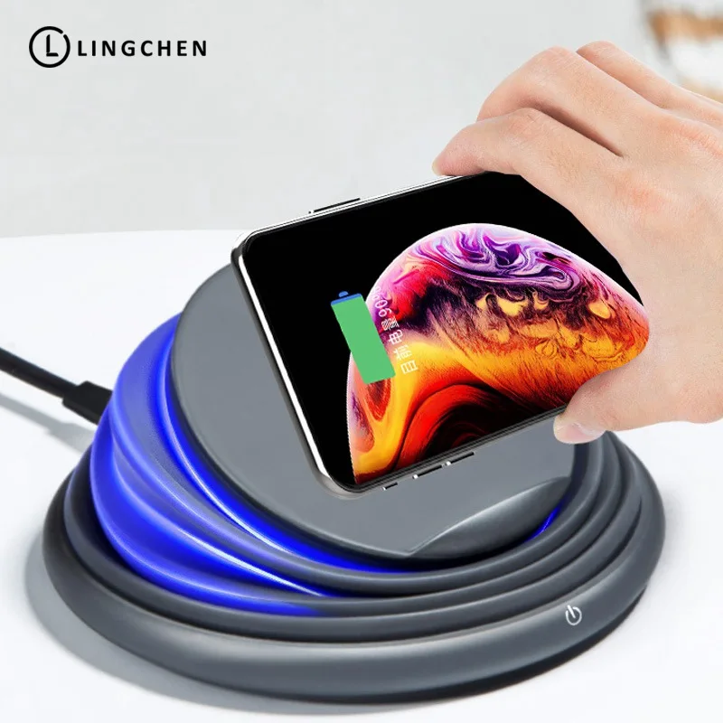 LIGNCHEN LED Light 10 Вт Qi Беспроводное зарядное устройство для Samsung S8 S9/S9 + Note 9 8 быстрая