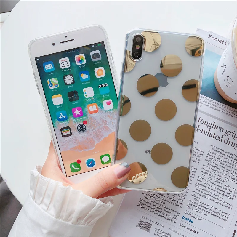 Прозрачный чехол в горошек для телефона iphone 6 7 plus xs max звездное небо покрытие