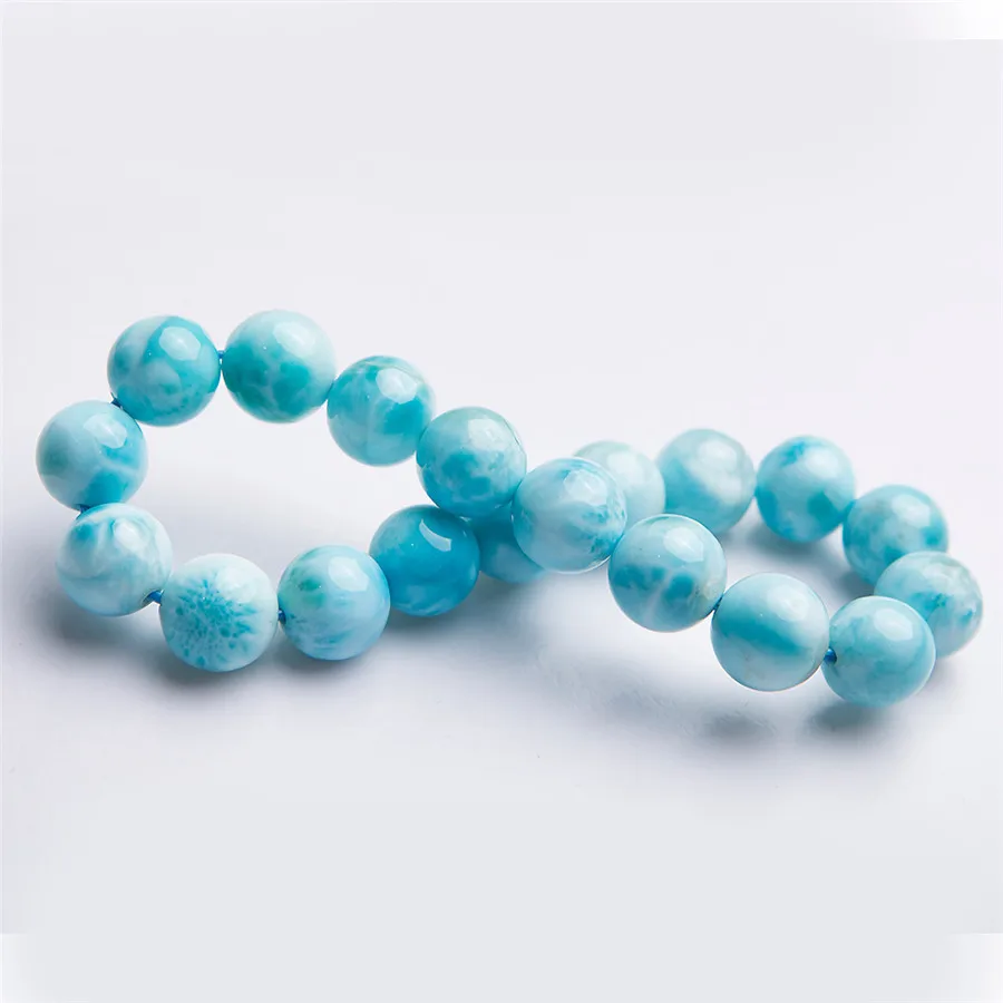 

Natural Blue Larimar Gemstone Beads Stretch Bracelet 10mm Women Men Water Pattern Larimar Round Bead Natural AAAAA