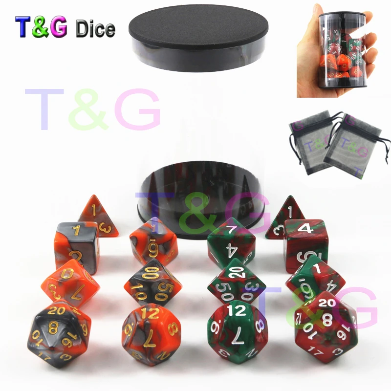 Новейшие Gemini Color Dnd кубики с бесплатными двумя черные игральные кости сумки X
