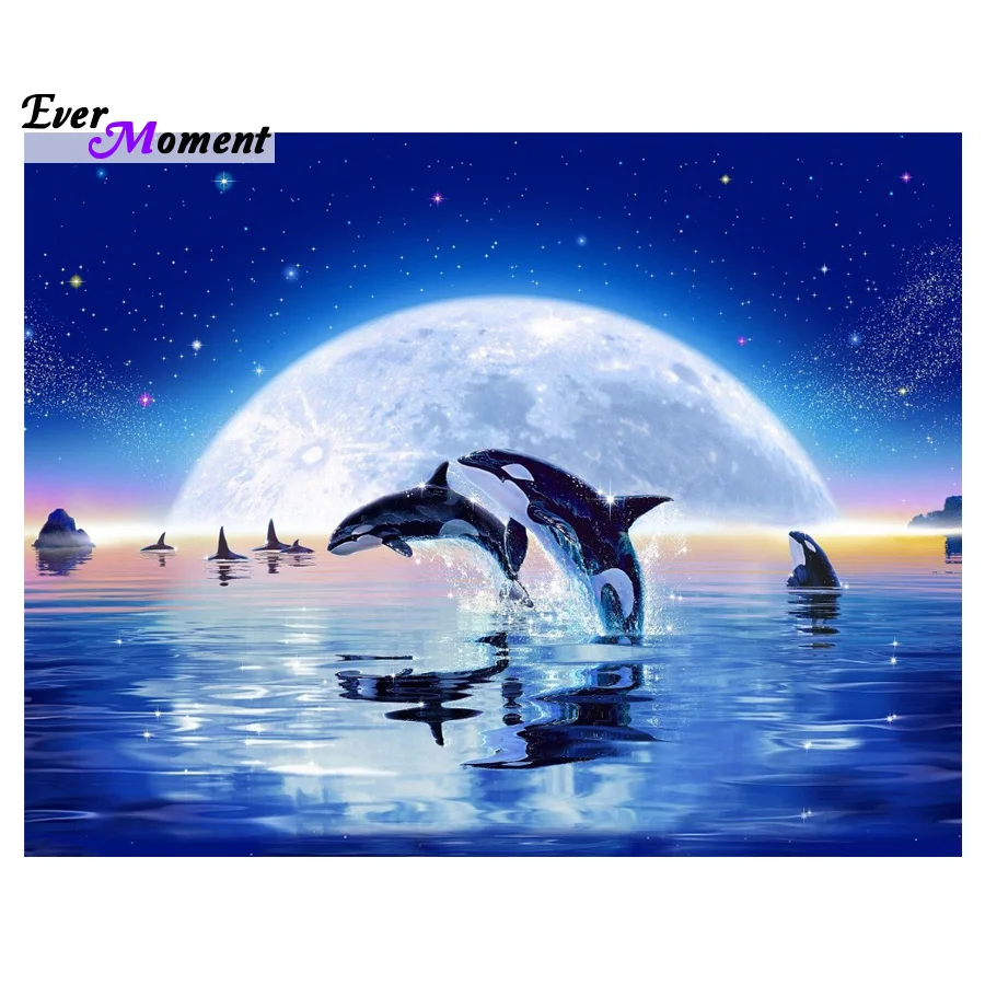 

Diy diamond drawing animal diamond cross stitch crystal diamond sets unfinish decorative full diamond embroidery dolphin ASF476