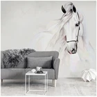 Настенные 3D наклейки Bacaz с изображением животных, абстрактная ручная роспись с лошадью, Настенная роспись для детской, гостиной, Декор