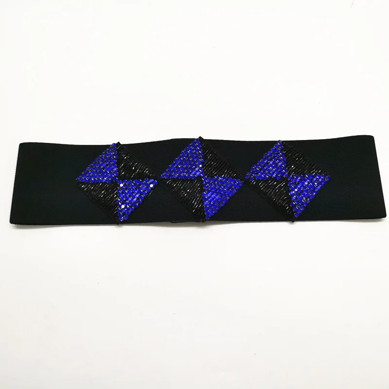 

2019 Handmade Geometric Rhinestone Women Belts Waist Band Female High Elastic Corset Beading Girdle Dress Belts Strap