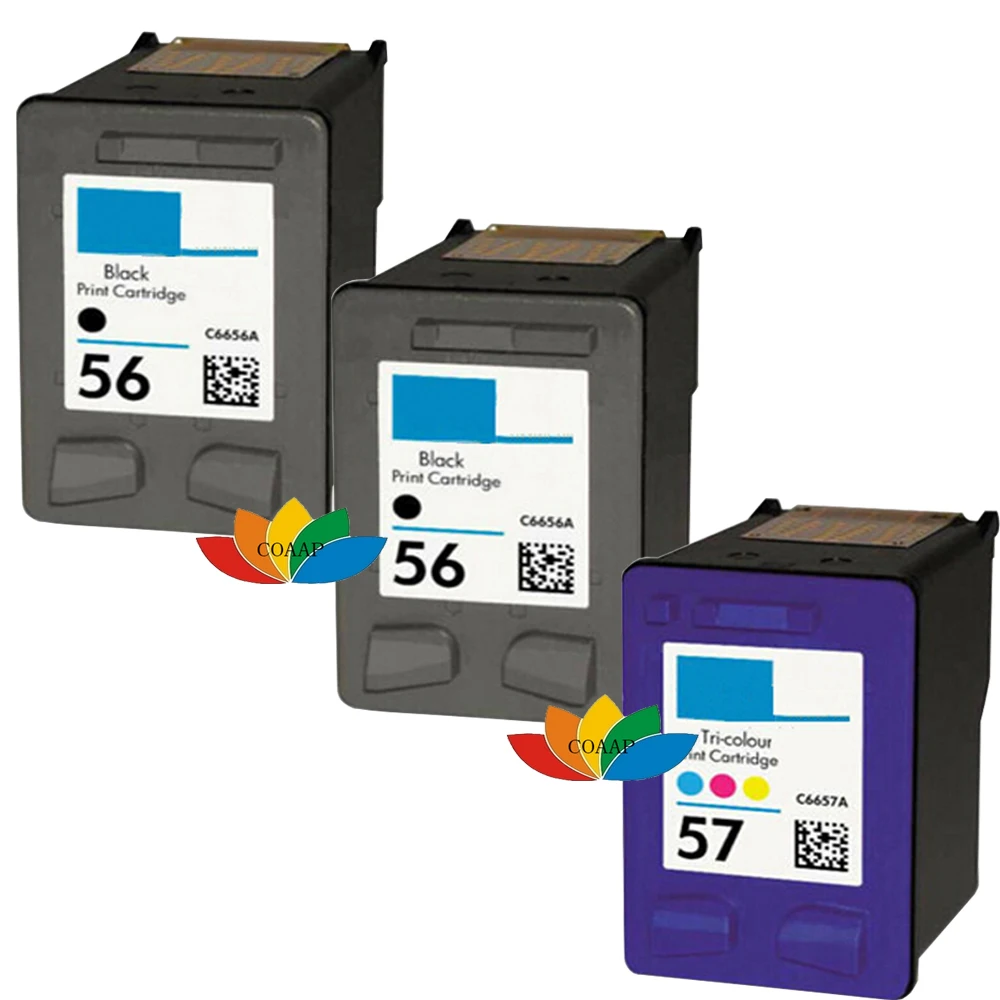 3x Replacement HP 56 57 XL Refilled hp56 hp57 Ink Cartridge for Officejet 1110 4105 4110 4215 4219 4255 5145 5510 5610 6110 9650