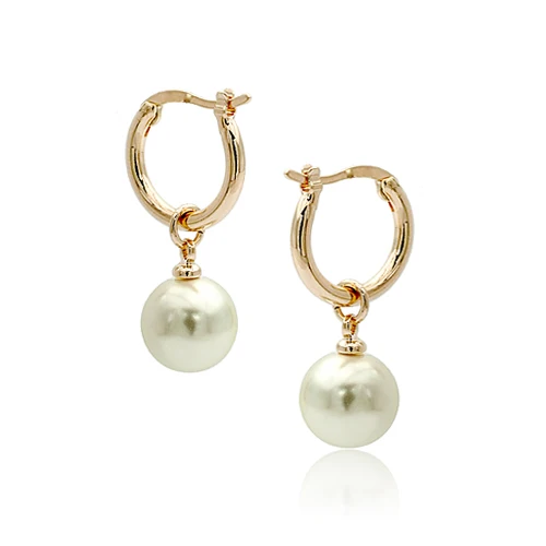 dans element real big brand brinco simulated pearl rose gold color hoop earrings for women new sale hot rg82561gold free global shipping