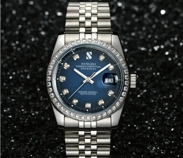 37 мм Sangdo с синим циферблатом автоматические деловые часы само ветер движение