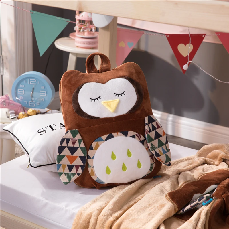 Модные коричневые Сова мультфильм шаблон двойного назначения Рюкзак Одеяло с