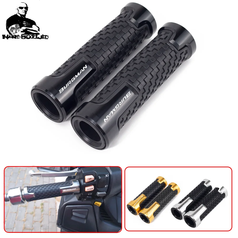 

For SUZUKI BURGMAN 650 400 125 200 AN650 AN400 AN125 AN200 Motorcycle Hand Grips 7/8" 22mm CNC Aluminum Rubber Gel Handle Grip