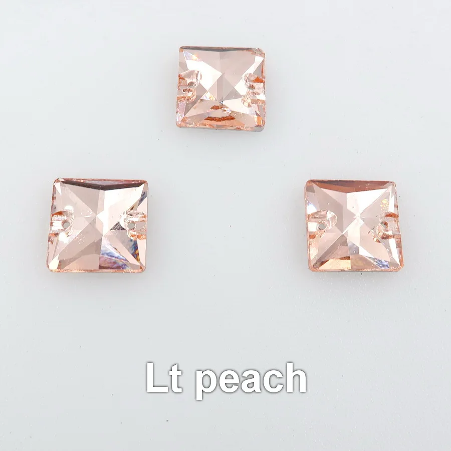 A23 Lt peach Квадратная форма, плоская задняя часть, с двумя отверстиями, стеклянный кристалл, 6 размеров, пришитые Стразы, стразы, бисер, свадебная обувь, сумки, сделай сам, отделка - Цвет: A23 Lt peach