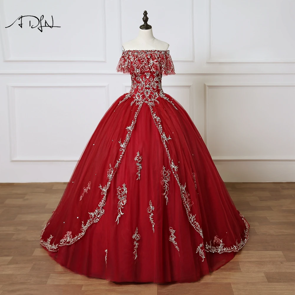 ADLN очаровательные бордовые платья Quinceanera с вышивкой сексуальное бальное платье