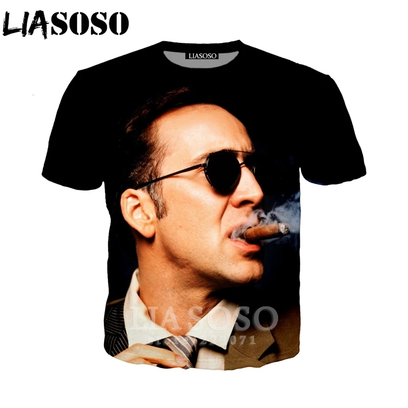 LIASOSO летняя Новинка для мужчин и женщин 3D принт звезда Николя клетка Футболка