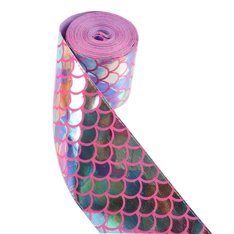 

2Yards 3"(75mm) Fashion Fish Scales Leather Ribbons 7 Colors DIY Handmade Fish Scales Leather Ribbon Cinta Fita Home Decoration
