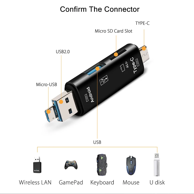Hacrin 3 в 1 Type C OTG Micro USB TF кардридер 2 0 универсальный адаптер для tf карт с usb