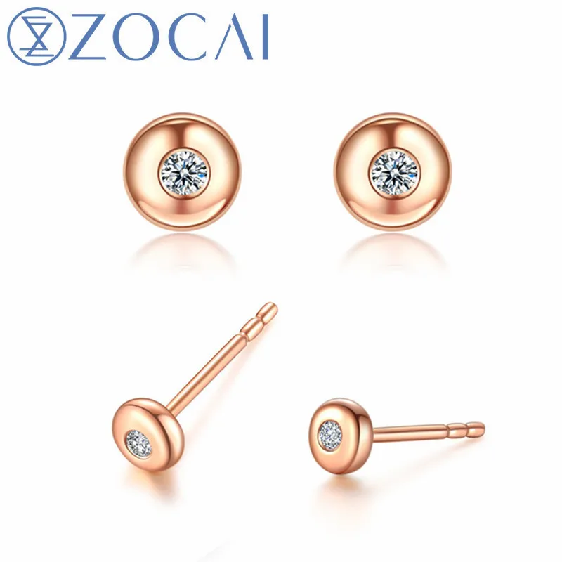 ZOCAI Новый Дизайн волновой точки Earrings 0 02 CT сертифицированных сережки с настоящим