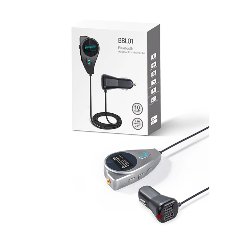 Автомобильное зарядное устройство Kebidu Bluetooth V3.0 2 в 1 А двойной USB комплект