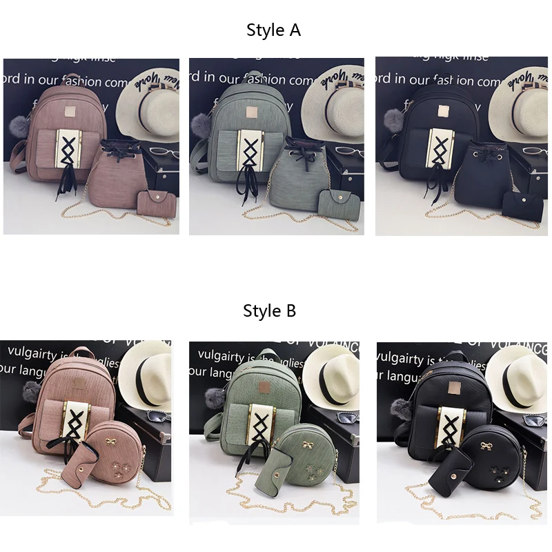 Школьные ранцы из ПУ кожи для девочек подростков 3 шт./компл. дорожные рюкзаки