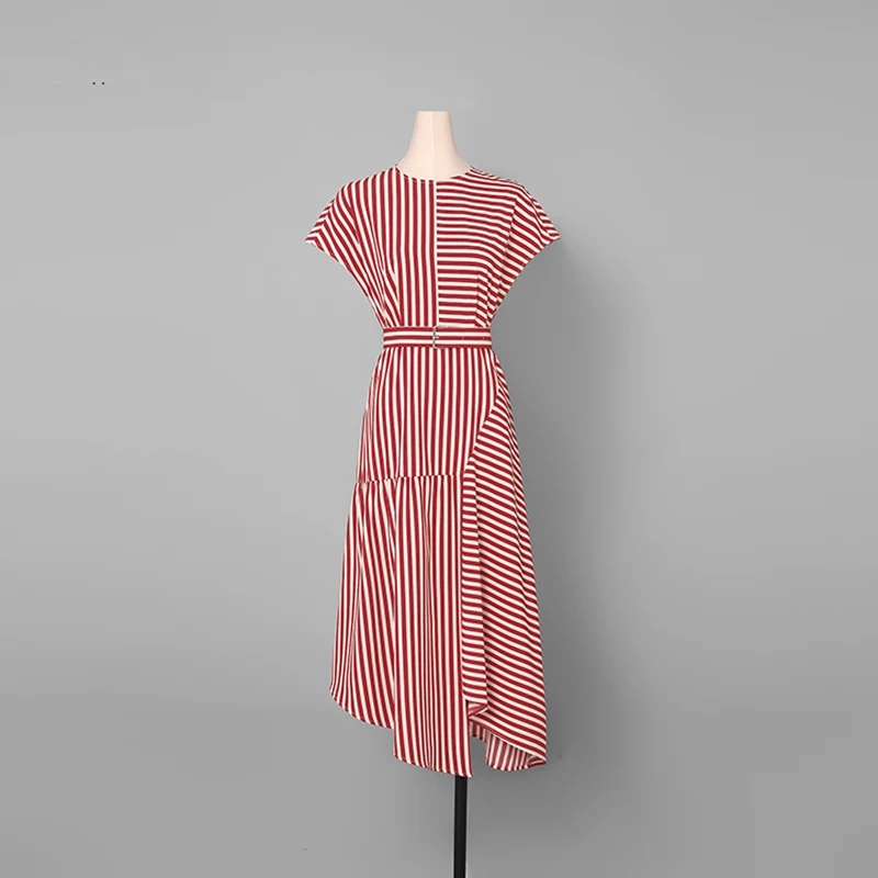 Индивидуальный стиль 2019 летние платья с круглым вырезом в полоску коротким