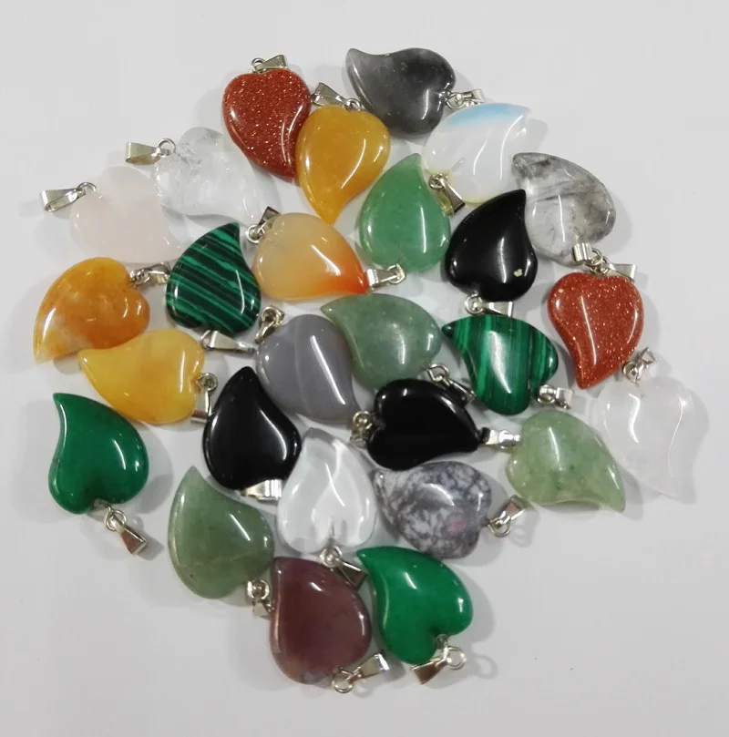 Оптовая продажа подвески из смешанного натурального камня в форме сердца для