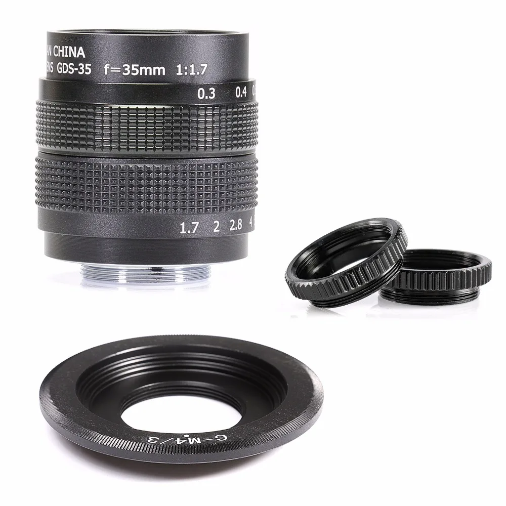 Черный FUJIAN35mm f/1 7 CCTV C Micro camera lens + 4/3 адаптер бленда для Panasonic E P1 P3 G1 GF5 Macro Бесплатная