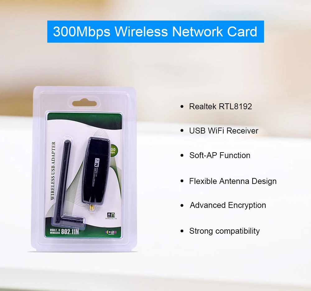 CHIPAL Мини приемник USB Wi-Fi беспроводной Wifi адаптер 2dB антенна Соединительная плата локальной компьютерной сети 802.11n/b/g 300 Мбит/с высокоскоростной адаптер Wi-Fi