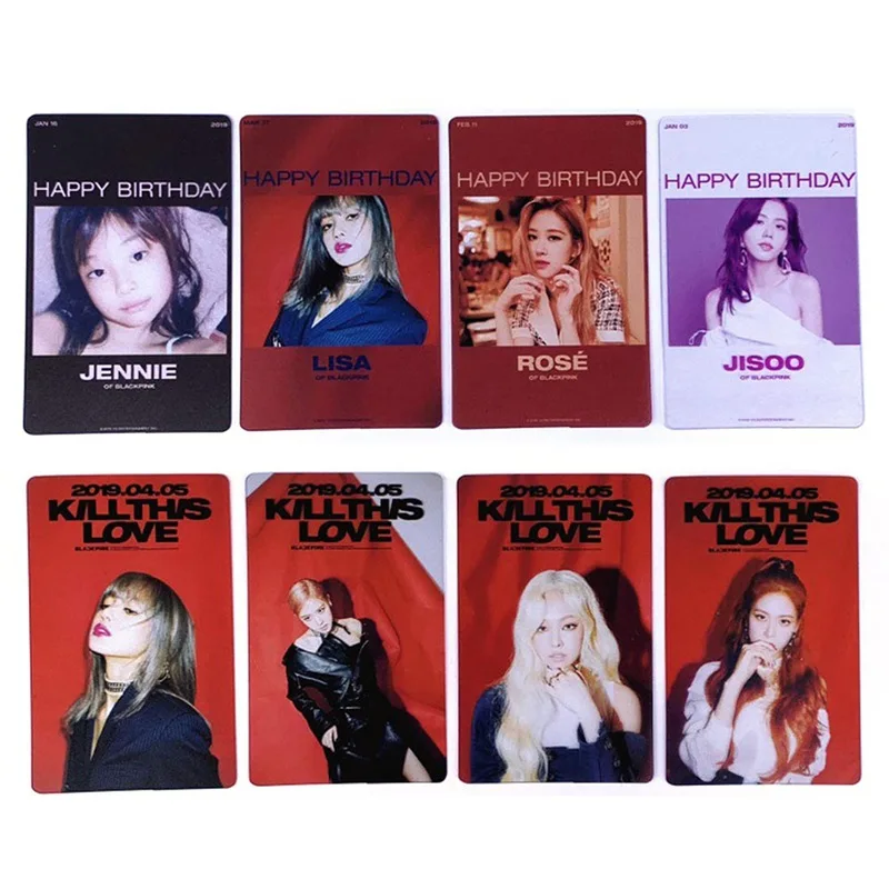 4 шт./компл. Kpop Blackpink из прозрачного ПВХ с фотографией Дженни Роза коллективных открытки с днем рождения HD Фотокарта