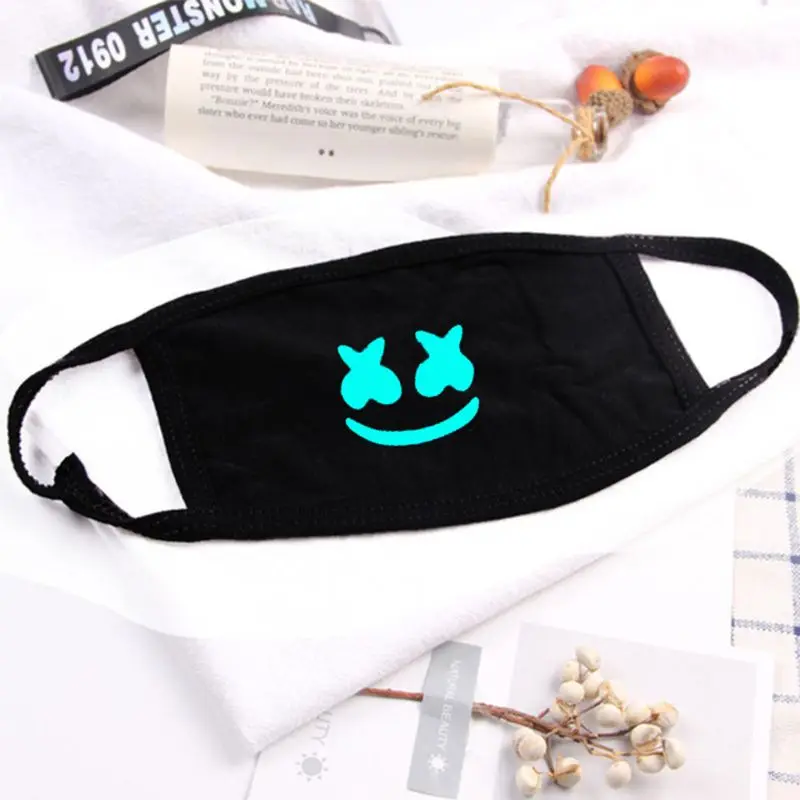 Women Men Harajuku Summer Anti-Dust Mouth Mask Music Hip-Hop DJ Print Luminous Electronic Sound Fan Cotton Respirator Streetwear