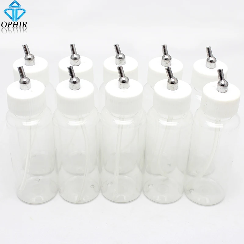 

OPHIR 10x Dual Action Airbrush Bottbles Plastic 80cc Bottle Professional Air Brush Paint Cup for Model Hobby Cake Nail_AC022-10x