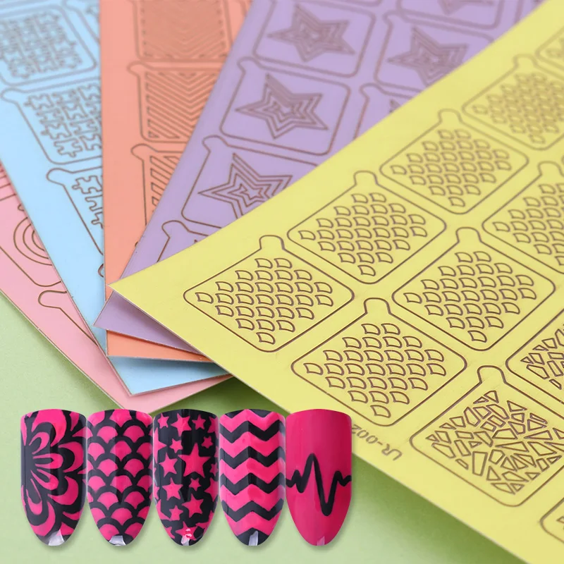 Виниловая трафаретная наклейка для дизайна ногтей 20 наконечников 1 лист клей